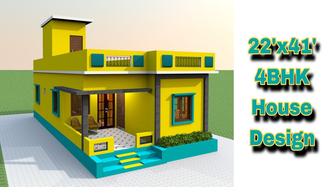 House plan for 1000 sq ft Indian style|| 22 x 41 4bhk house design|| Small House Plans @househub