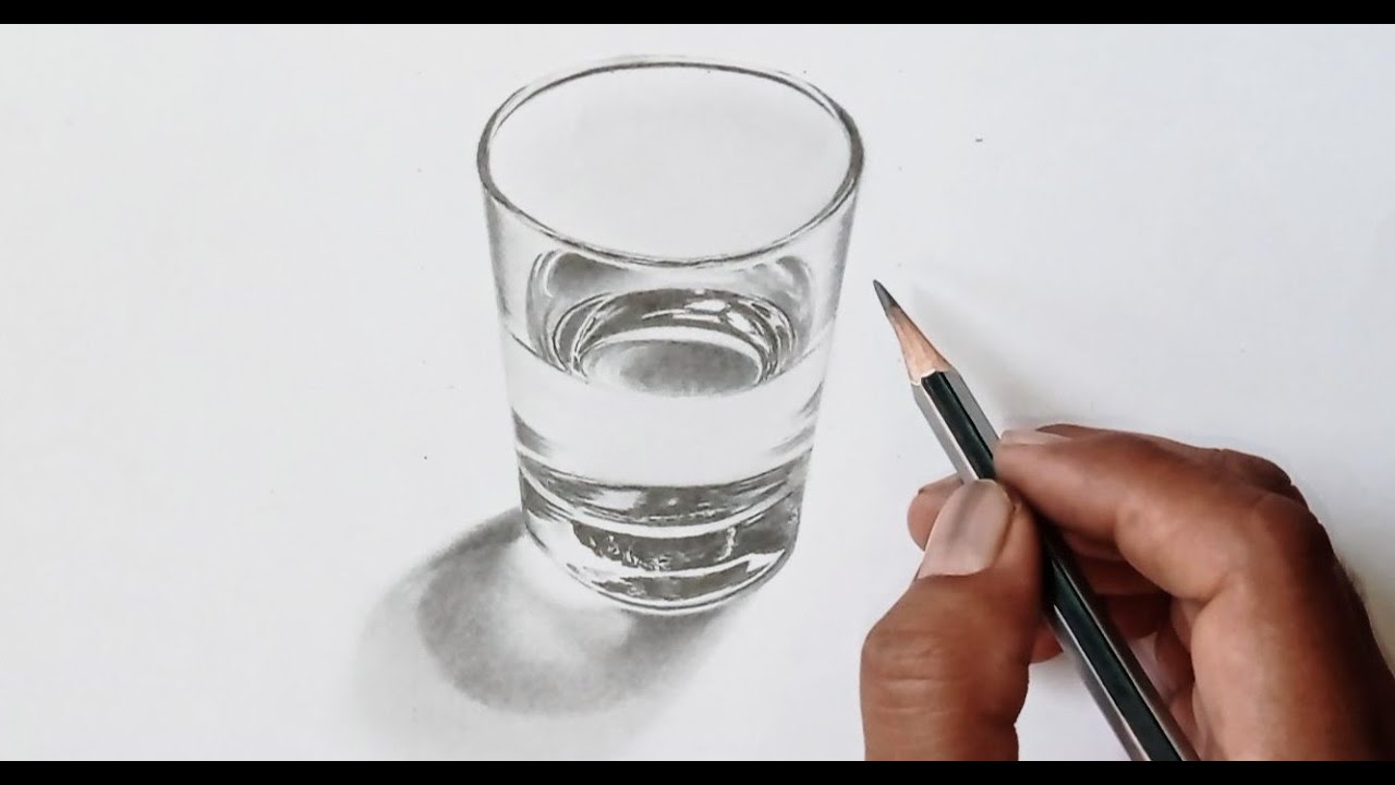 How to draw a water glass step by step / Pencil drawing / Glass sketch by pencil /