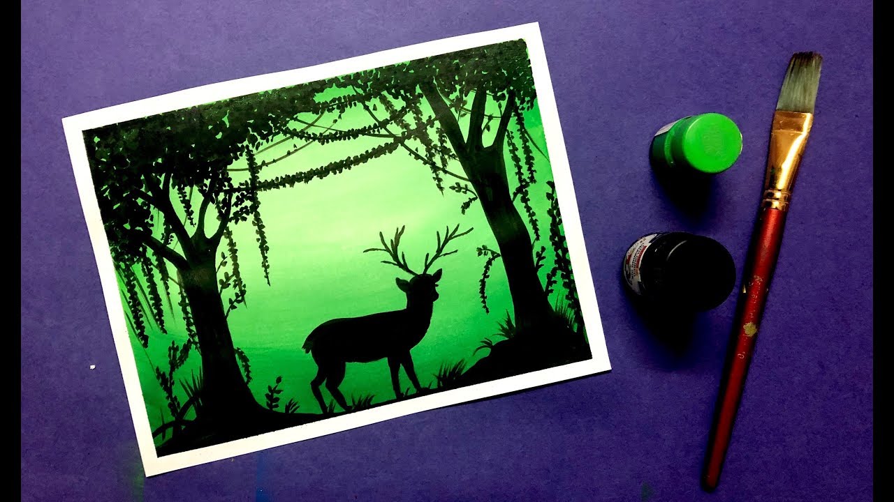 Easy Forest Painting with Poster Colours | Step by Step