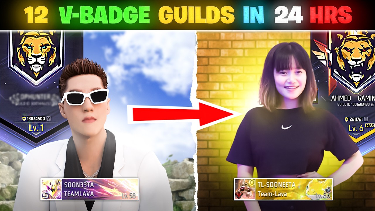 I Joined 12 Best V Badge Guilds in Just 24 Hours 😱 - Garena Free Fire