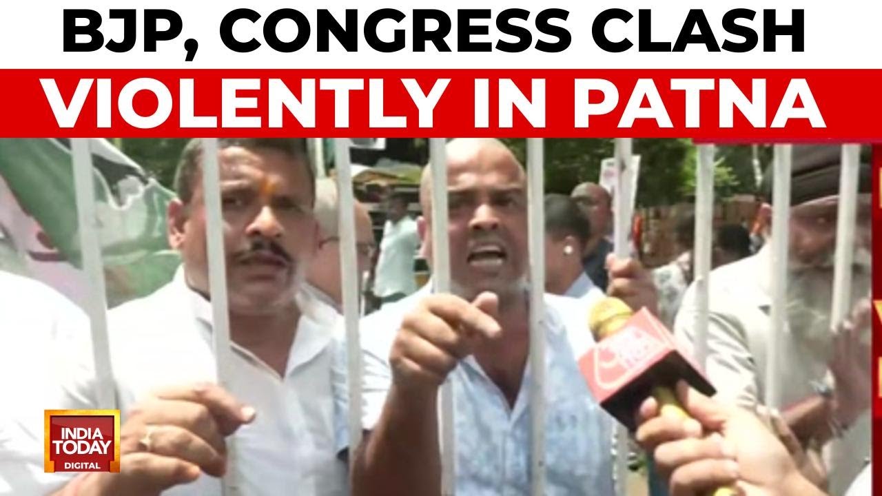 PM Modi Abused: BJP-Congress Workers in Violent Face-Off Outside Patna Office