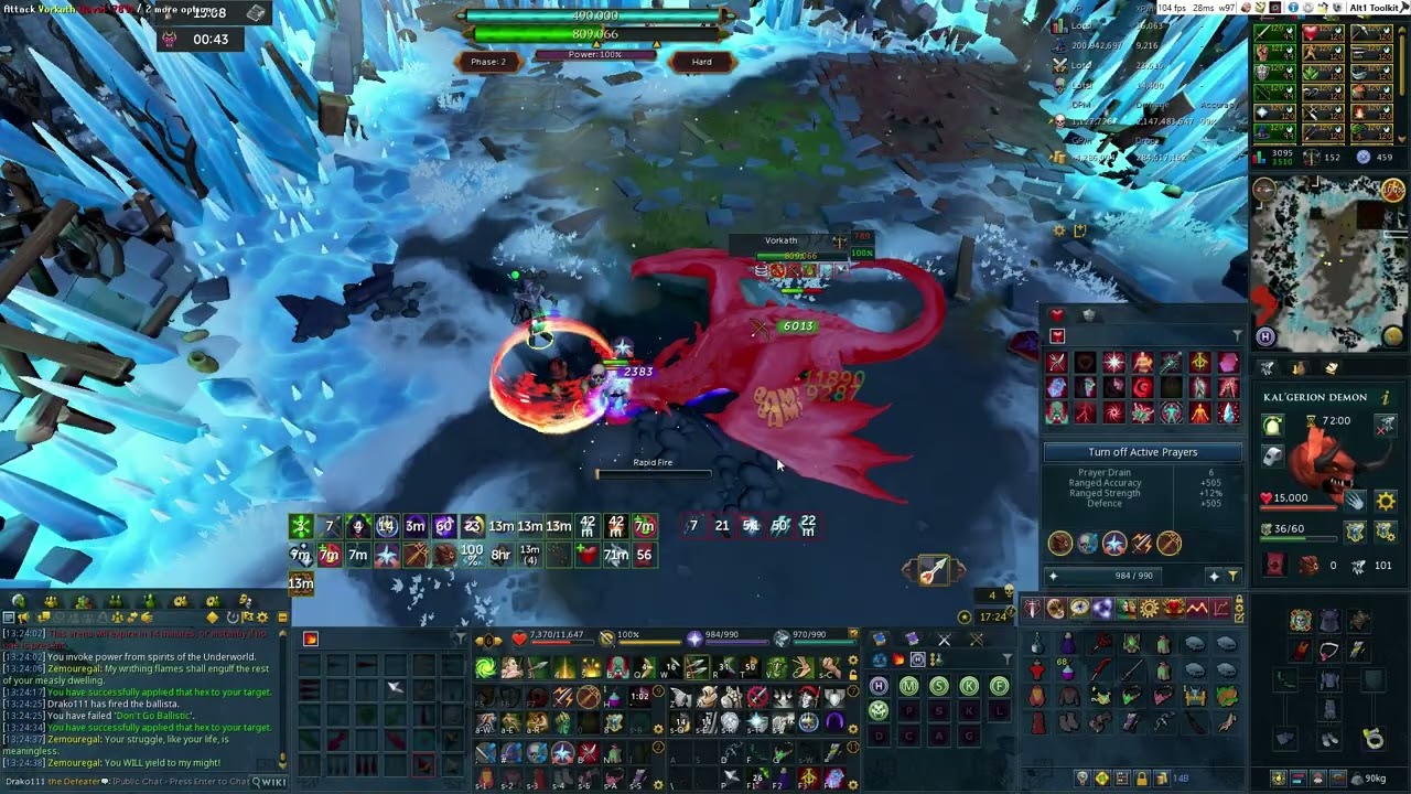 [1:26.4] - HM Vorkath Solo - Grandmaster kill - T100 Range/Melee Flight skip