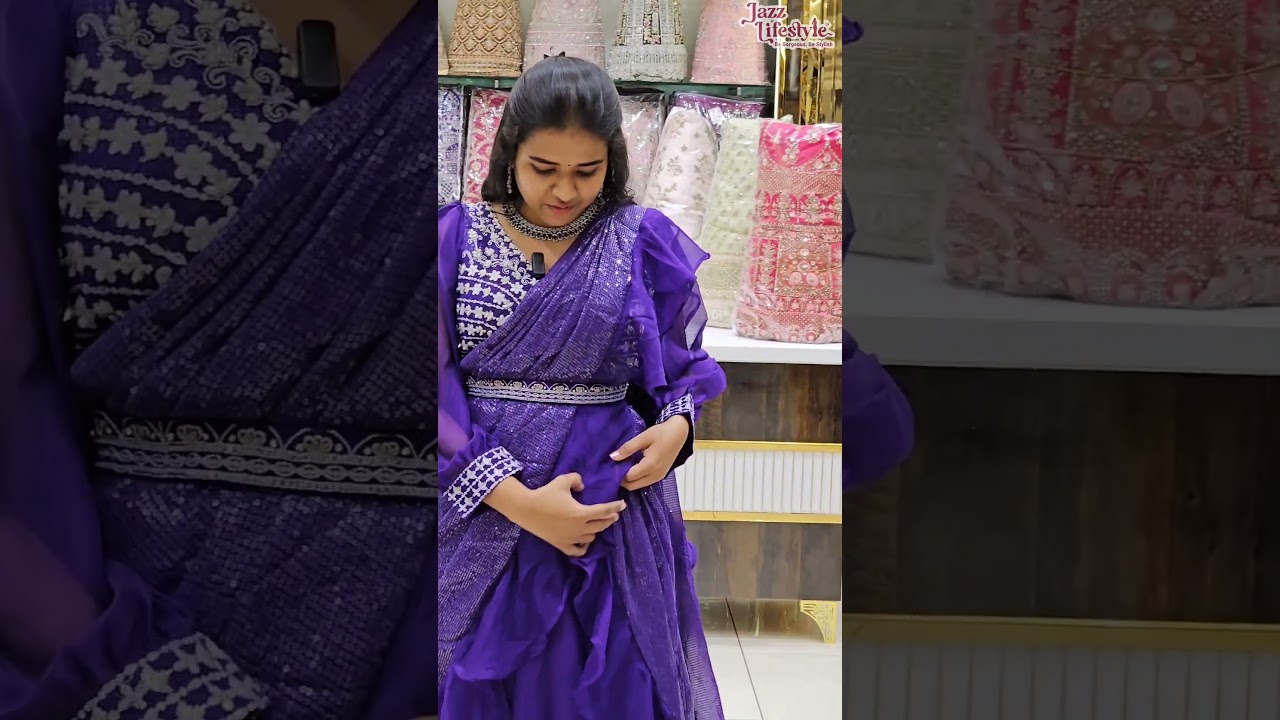 Ready to wear saree with ruffle sleeves - #diwalicollection