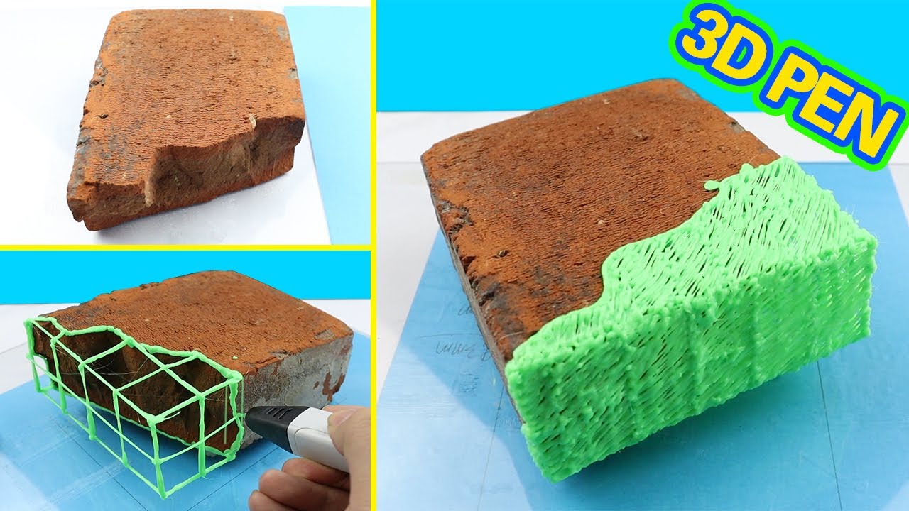 It's amazing! Repair bricks with 3D pen.手工修复方砖块！3D技术比泡面修复好使多了！真有才！
