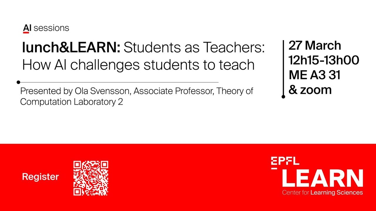 lunch&LEARN: Students as Teachers; How AI challenges students to teach