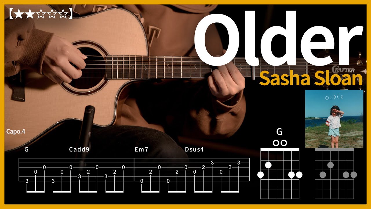 718.Sasha Sloan - Older 기타커버【★★☆☆☆】 | Guitar tutorial |ギター 弾いてみた 【TAB譜】