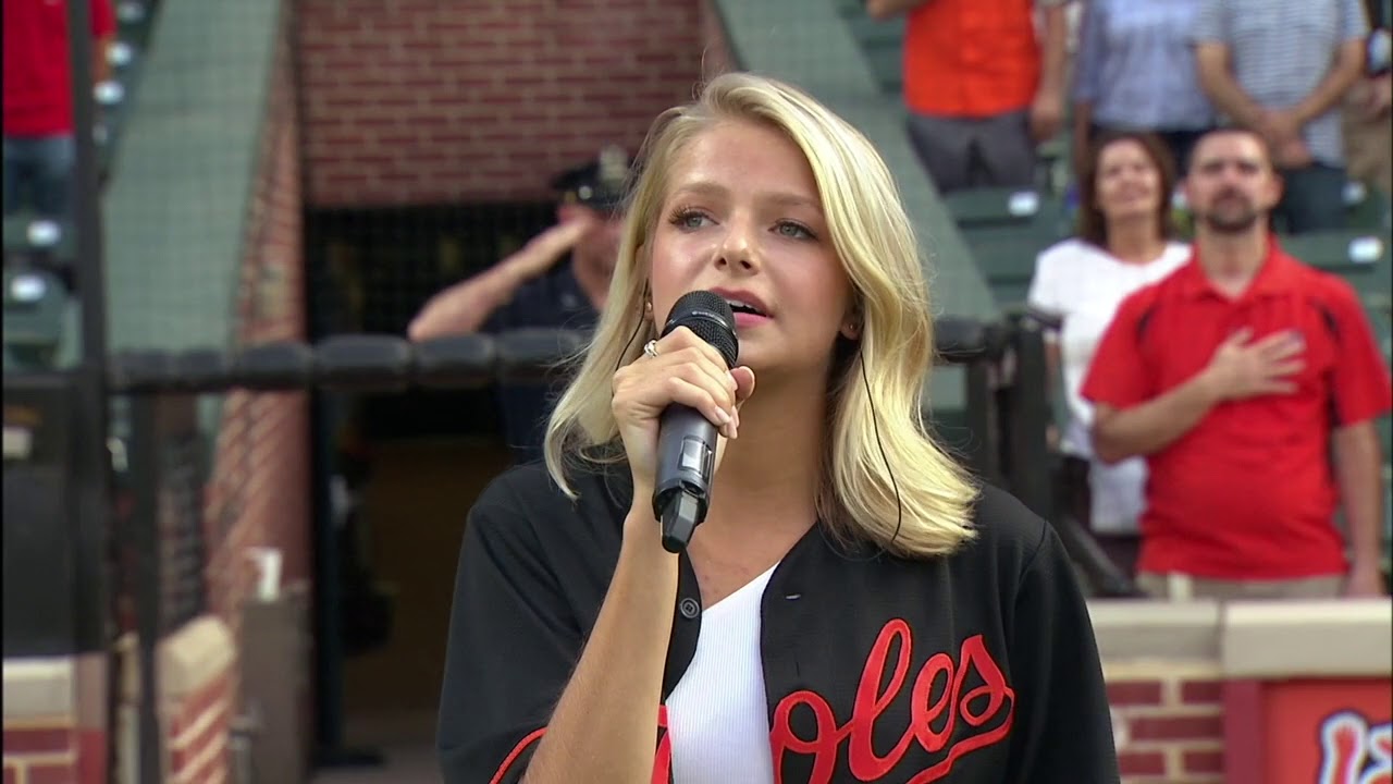 Carter Faith Jones sings the National Anthem at Camden Yards - Baltimore Orioles vs. Boston Red Sox