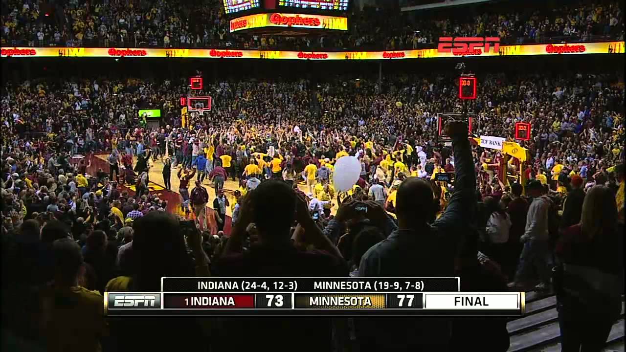 Gophers Upset Hoosiers, Fans Rush Court