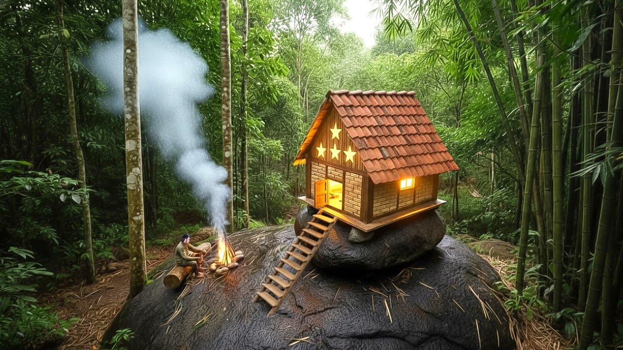 30 Days of Isolation: Turning an Inanimate Rock into a 'Secret Base' in the wild forest