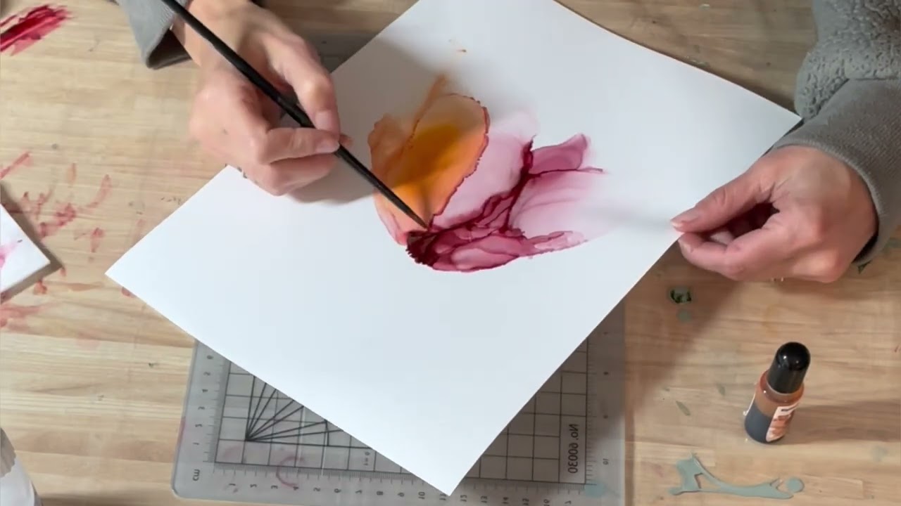 Beautiful Flower with Alcohol Ink Art Painting