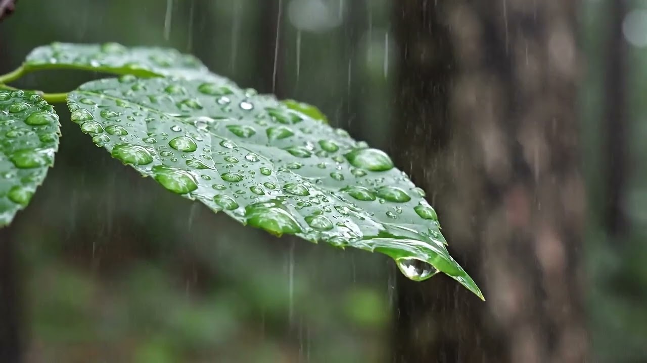 Gentle Rain on Green Leaves 10 Hours  Forest Drizzle Ambience for Deep Sleep & Relaxation