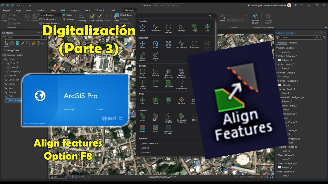 3. Aprende a digitalizar en Arcgis Pro - Align features, Option F8.