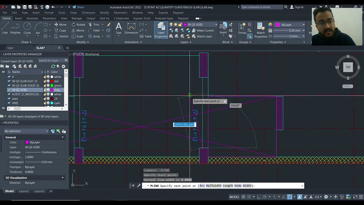 QS course- SLAB حصر الكميات حصر البلاطات (9)