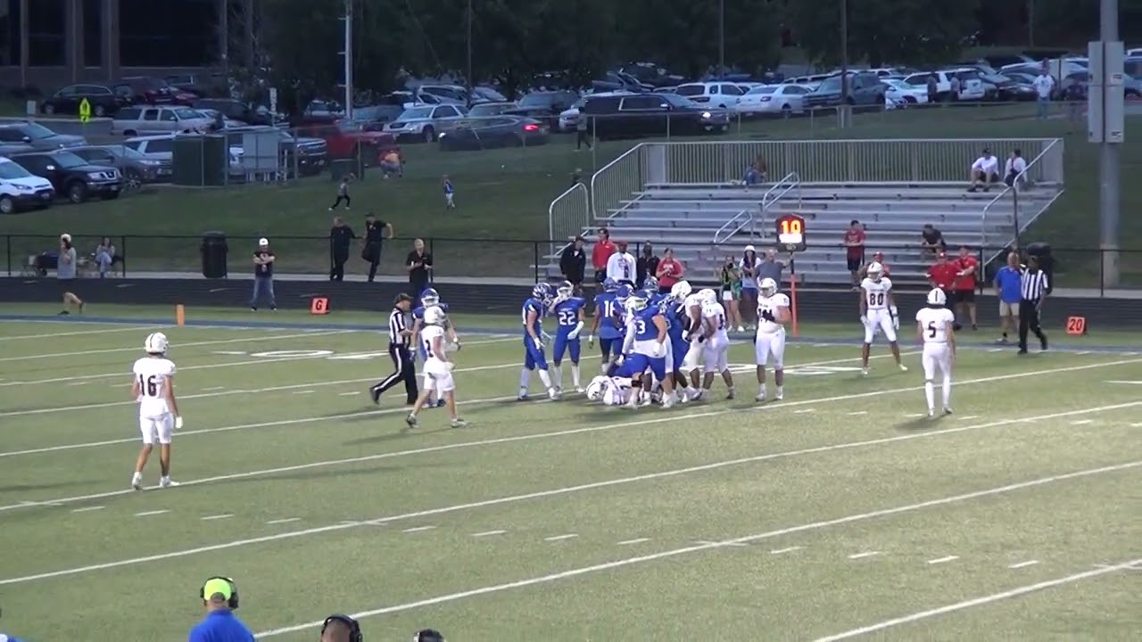 RUN UP MIDDLE - BROUGHT DOWN by DT NoseGuard Jake Beck #73 Bl Soph 2023 LHS Varsity Vs Park Hill