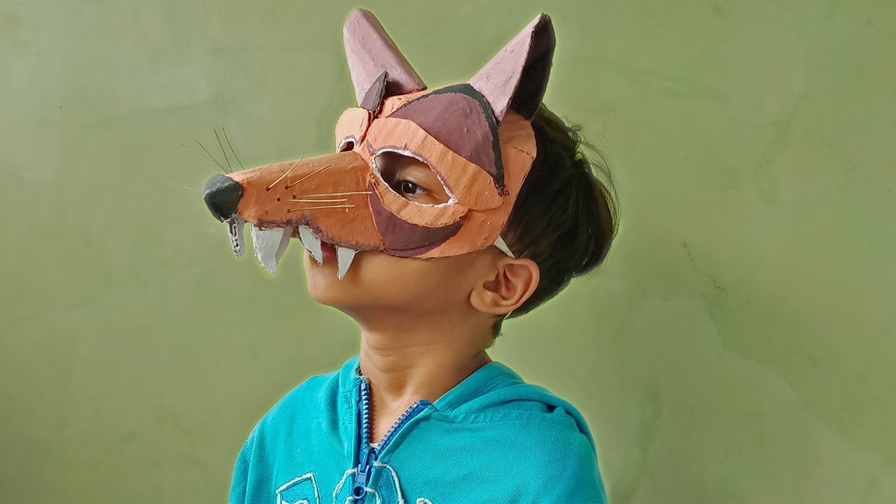 Tutorial Membuat Topeng Hewan Dari Kardus Bekas | DIY Cardboard Mask Animal Characters