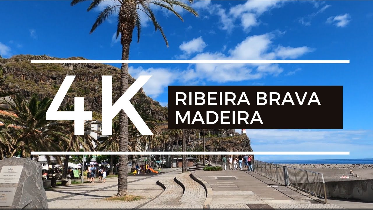 Madeira Walking Tour 4K  in Ribeira Brava Coast Town, Portugal