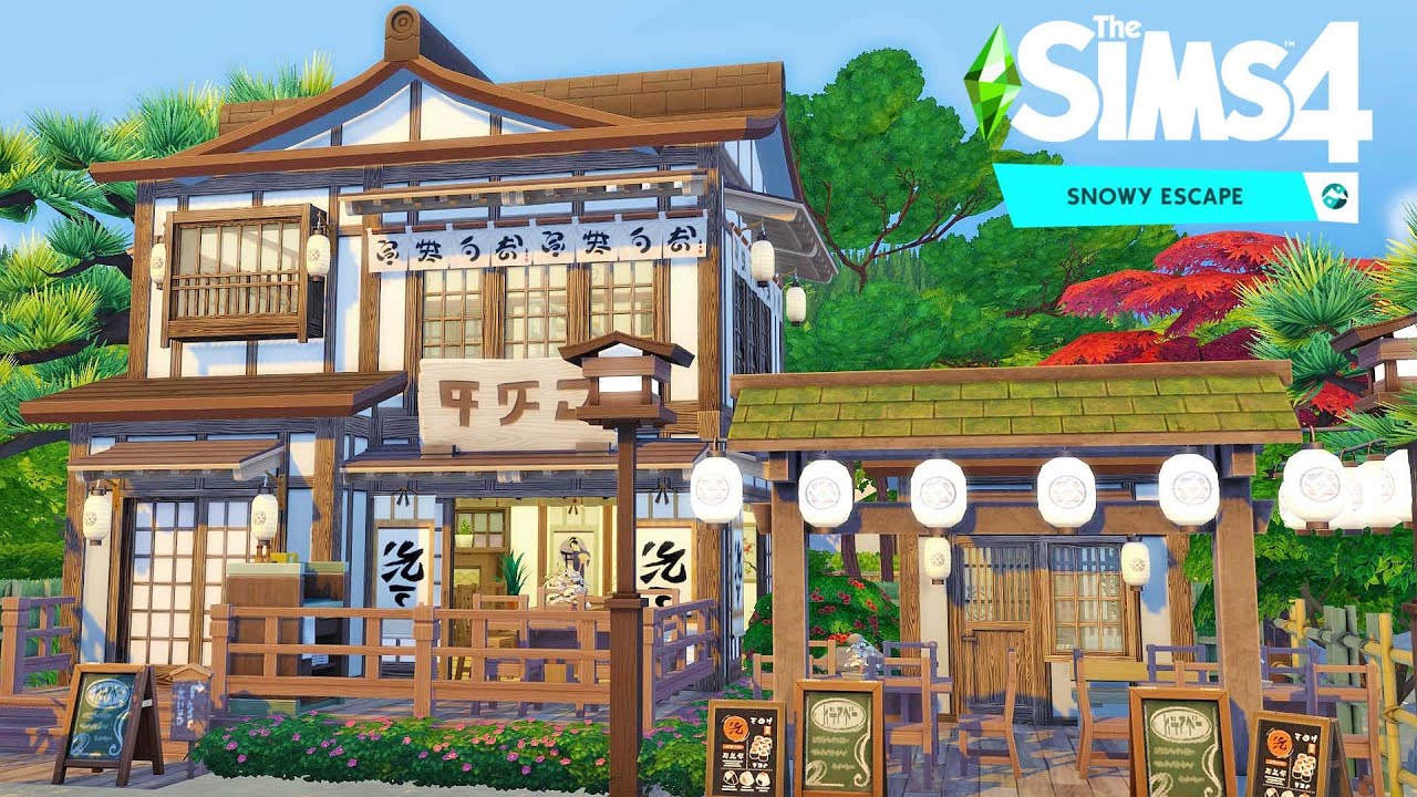 Japanese Restaurant 🍜 The Sims 4 SNOWY ESCAPE Speed Build