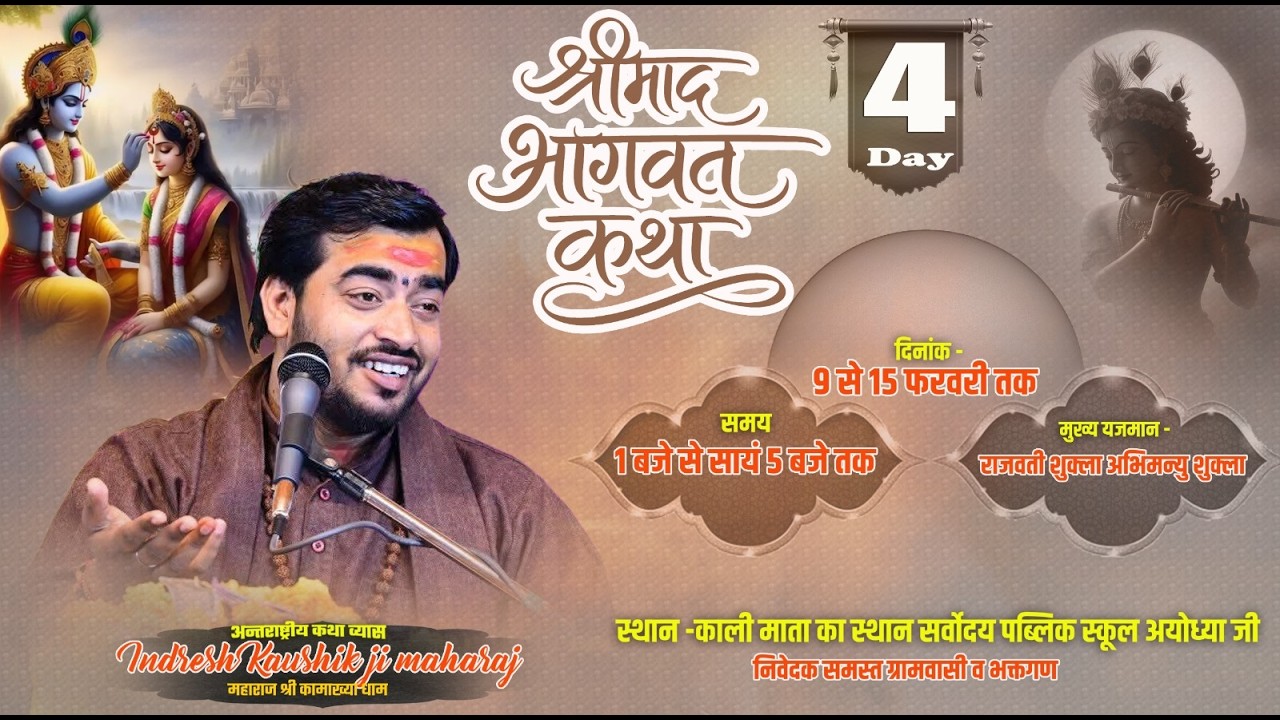 🔴DAY 4 LIVE - श्रीमद भागवत कथा !! पूज्य इंद्रेश कौशिक जी महाराज ! स्थान -काली माता का स्थान उ0 प्र0