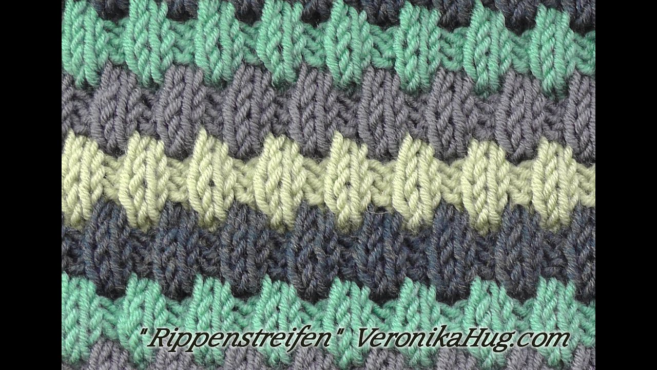 Stricken - Hebemaschenmuster - Rippenstreifen - Veronika Hug