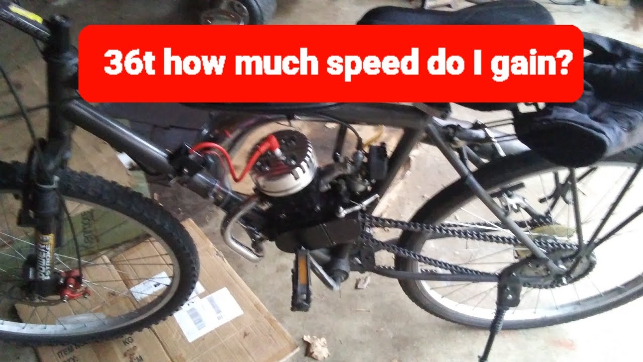 motorized bike-44t to 36t sprocket what kind of top speed gain do I get