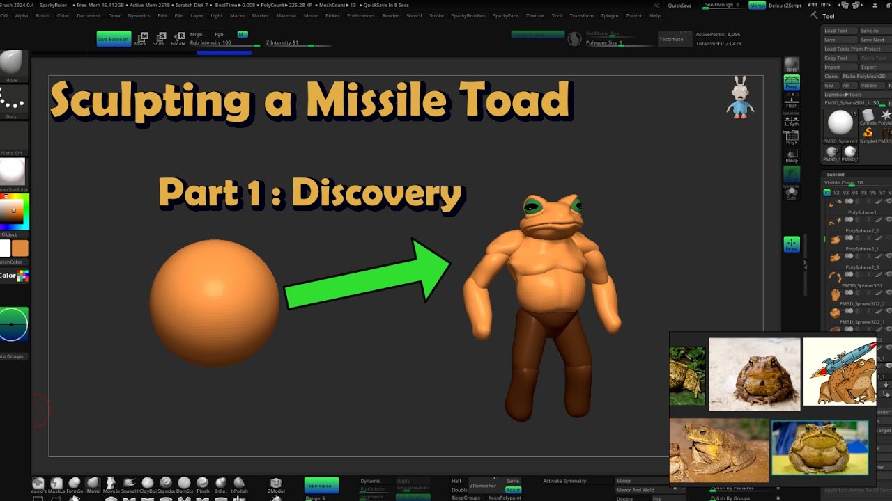 Spark-Tastic Zbrush Adventures - Missile Toad pt:1