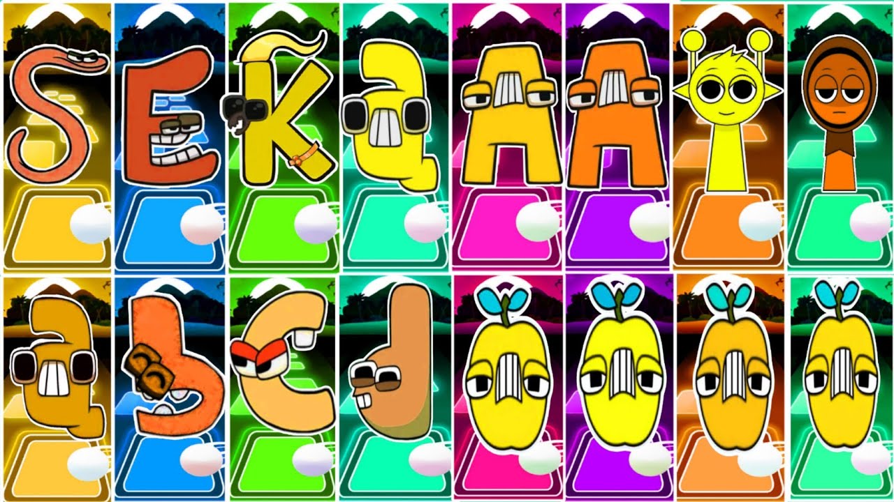 Yellow Alphabet Lore Megamix Tiles Hop With All Rainbow Colour 🆚 Alphabet Lore ⚡Who Will Win