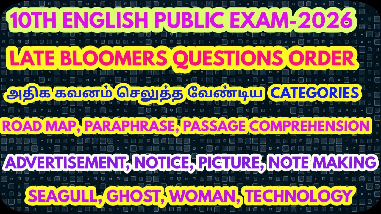 10Th English Public Exam-2026-Late Bloomers Questions Order-100%Most Expected Formats@GRSUCCESSSTC 