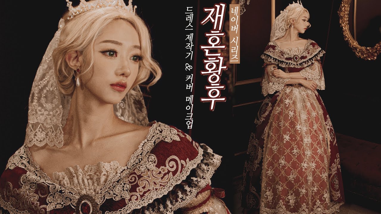 (eng)직접만든 재혼황후 나비에 드레스 입고 촬영했어요 ❤️중세 드레스 제작기&웹툰 커버 메이크업 코스프레 Making Medieval fantasy dress l사이다SAIDA