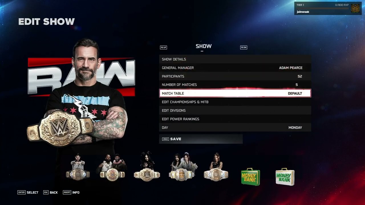 WWE 2K26 How to Change Show Match Table in Universe