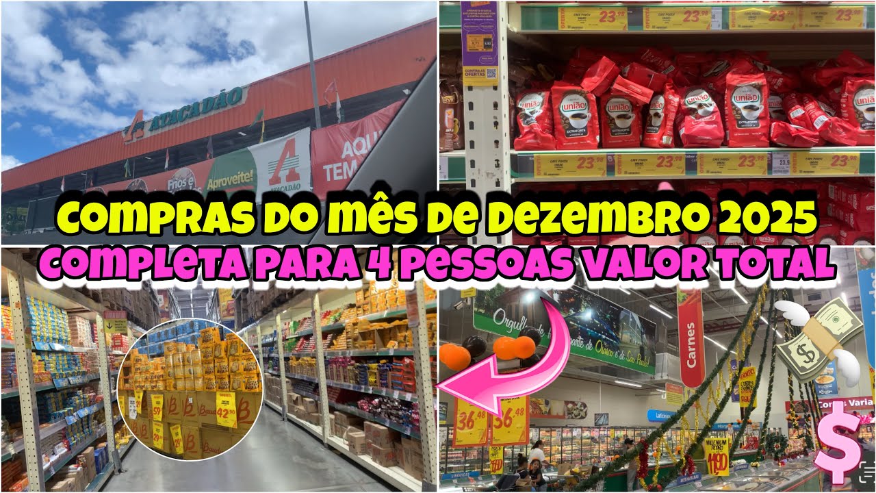COMPRAS DO M&Ecirc;S DE DEZEMBRO 2025 COMPLETA PARA 4 PESSOAS VALOR TOTAL 💰