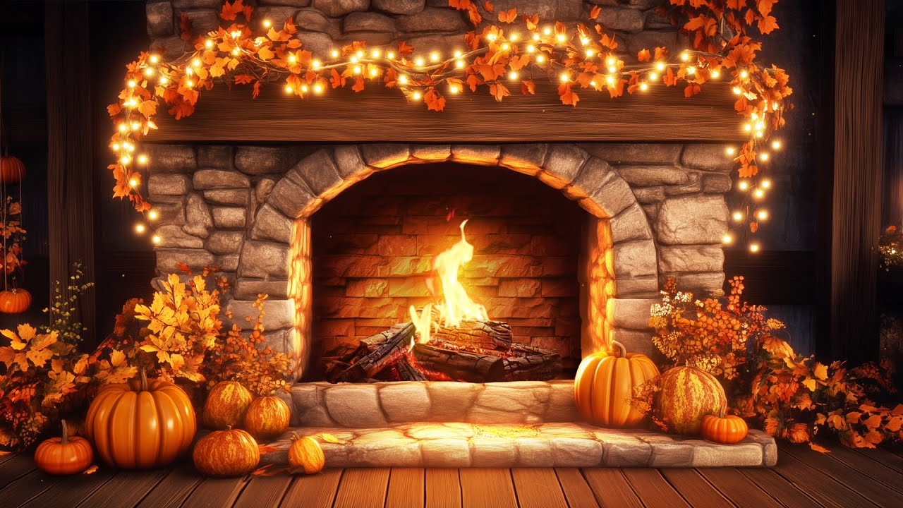 Cozy Autumn Fireplace 🔥 | 8h Crackling Fire Sounds | Fall Ambience for Sleep, Focus & Relaxation 🍂