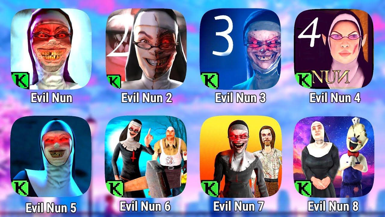 Evil Nun 1, 2, 3, 4, 5, 6, 7 & 8 Full Gameplay || Evil Nun 3 Gameplay | New Horror Game|Ice Scream 9