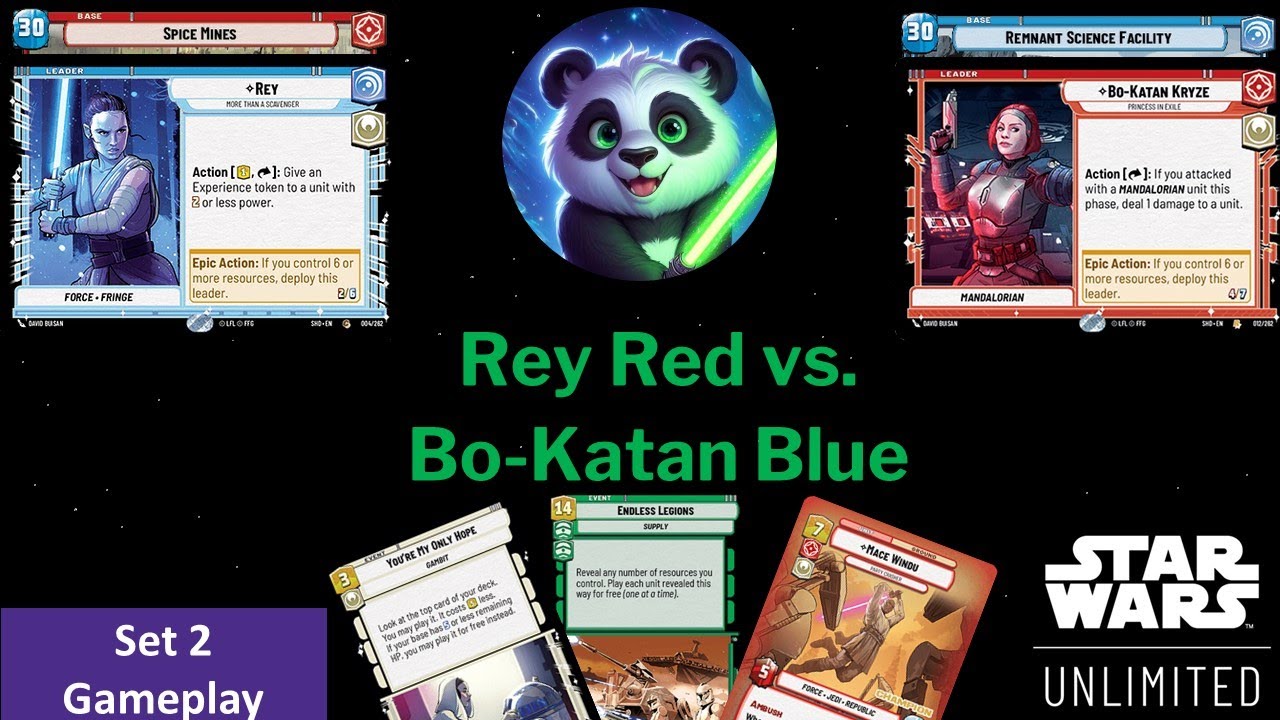 Rey Red Endless Legions vs Bo-Katan Blue Gameplay - Star Wars Unlimited IRL