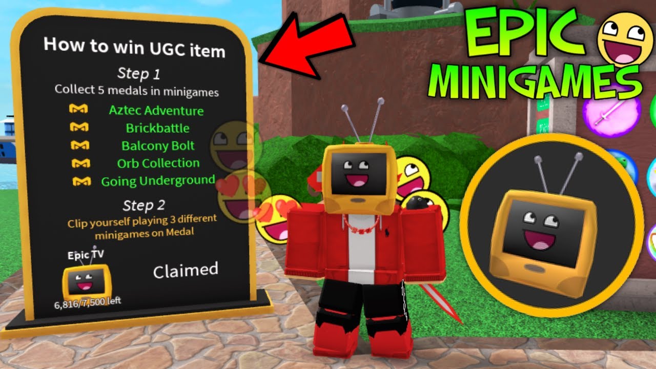 (ITEM SOLD OUT) Obtaining The Epic TV Head Accessory In RBLX: Epic Minigames!