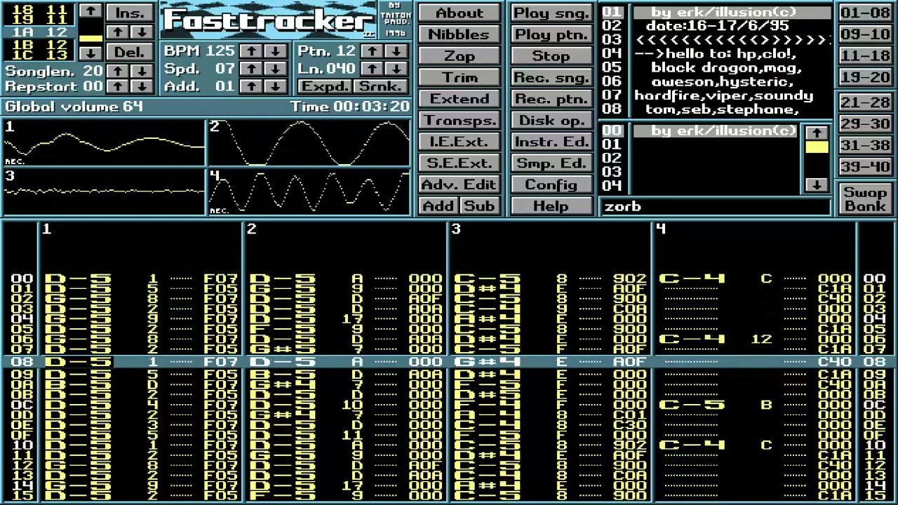 AMIGA PC MUSIC MODULE ZORB By Erk Illusion 17 06 1995 MODS SONG PCM ATARI ST FASTTRACKER IMITATION M