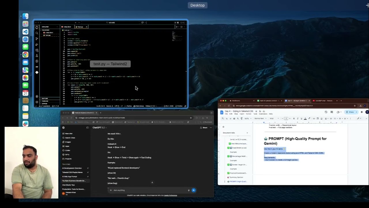 Day 4: Master Sizing in Tailwind CSS 🚀 (w-64, w-1/2, h-screen Explained) #coding @YouTube #ai