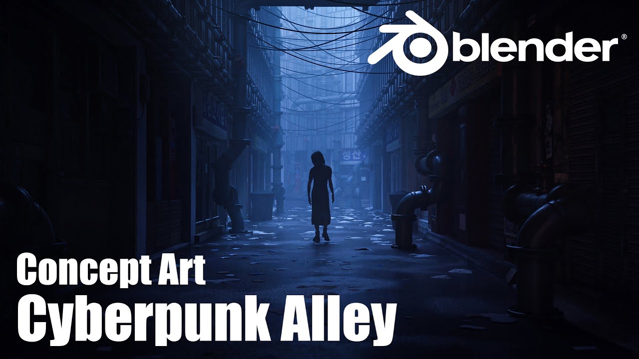 Creating a Cyberpunk Alley in Blender - Concept Art