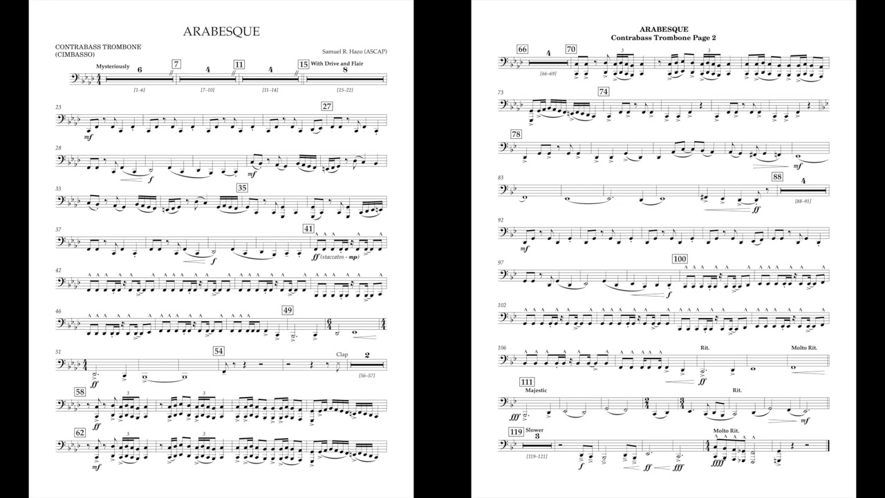 Arabesque (Contrabass Trombone part) by Samuel Hazo