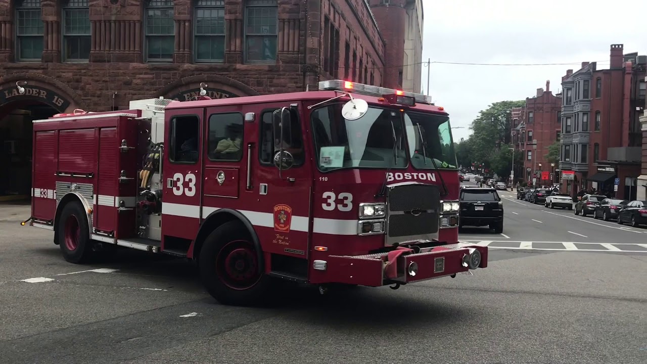 Boston Fire Department Ladder 15 & Engine 33 Responding With Q2B & Air Horns!!!!!