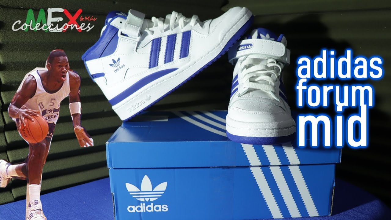 Tenis adidas forum Mid blanco con azul | Sneakers adidas Forum Mid