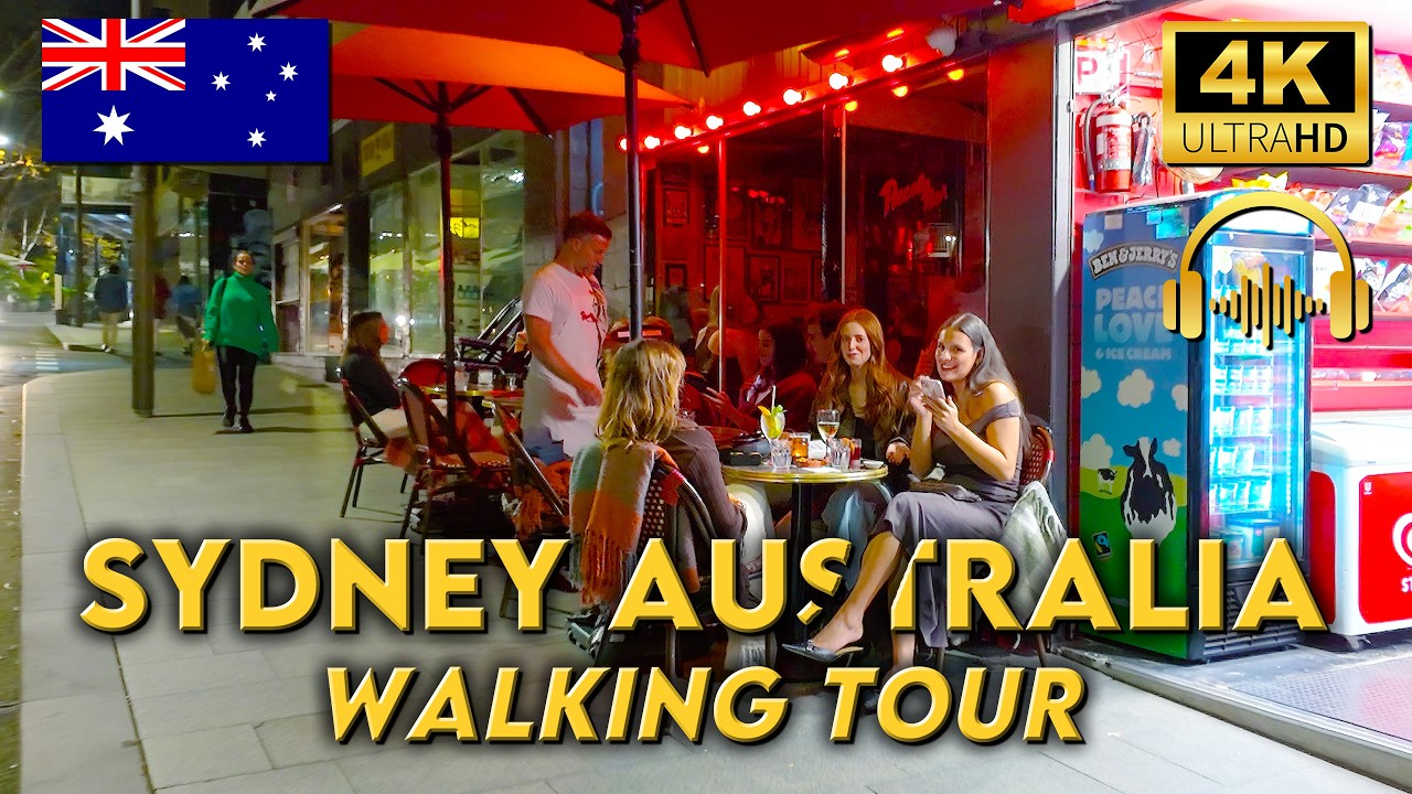 WALKING TOUR SYDNEY AUSTRALIA | Exploring Oxford St & Kings Cross After Dark | 4KUHD | Binaural 🎧