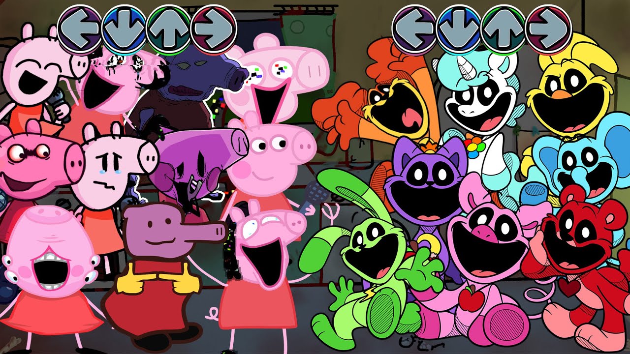 [SWAP] FNF Smiling Critters ALL PHASES vs All Peppa exe Sings Bacon Song - Friday Night Funkin'