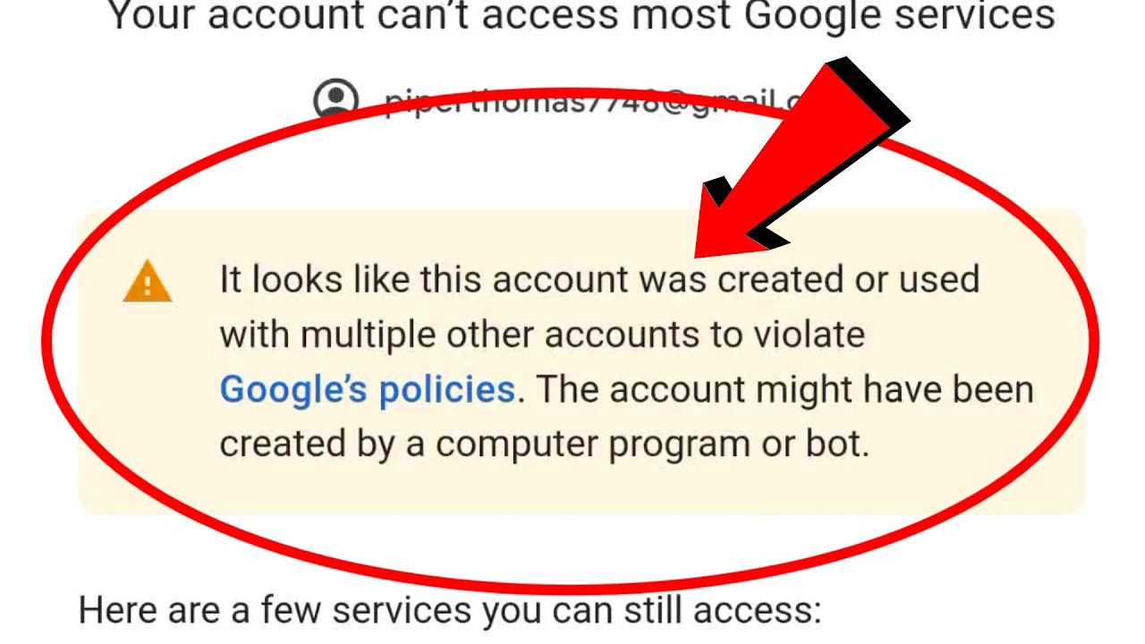 Google Account Fix It looks like this account was created or used with multiple others account to