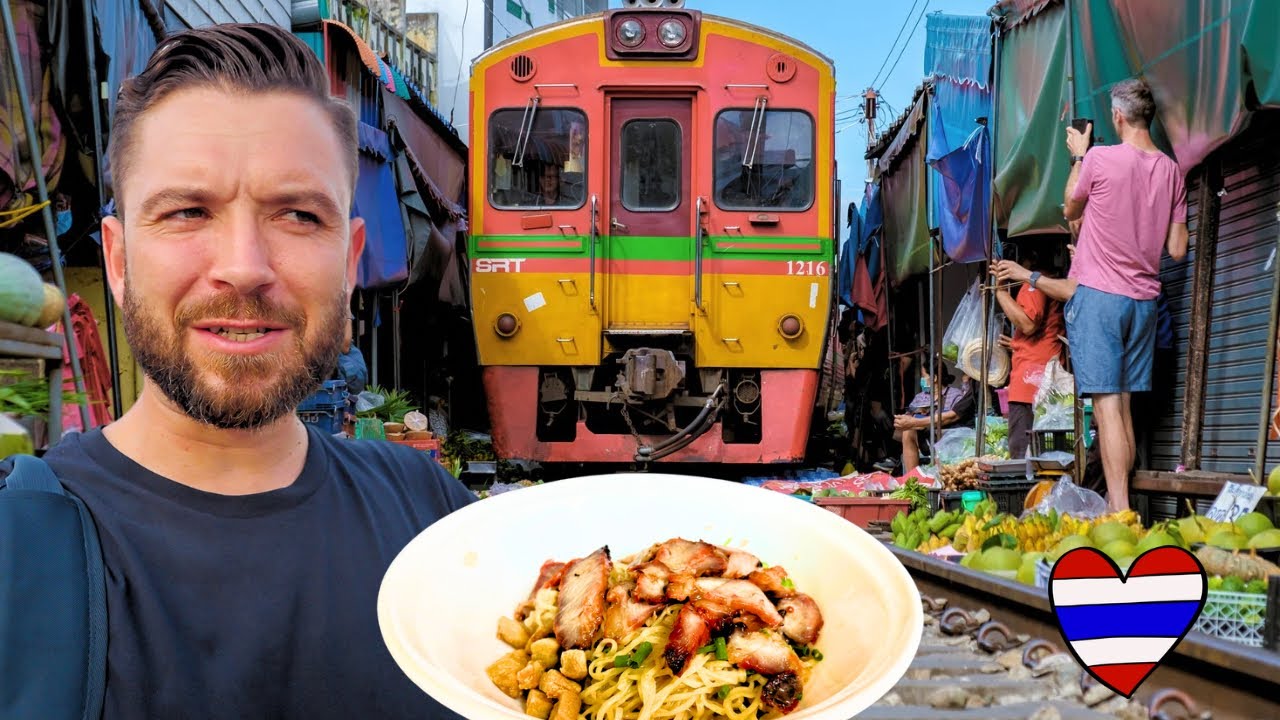 Searching For Street Food at 'THAILAND'S MOST DANGEROUS MARKET' 🇹🇭 Maeklong Railway Market