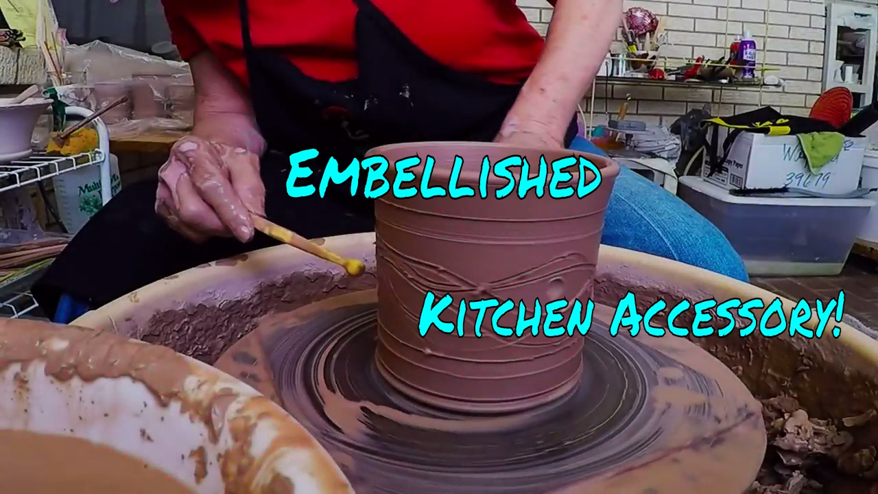 ♥ How to Throw a Kitchen Utensil Caddy~Wheel Thrown & Decorated Throwing/Making/Pottery/Ceramic/Clay