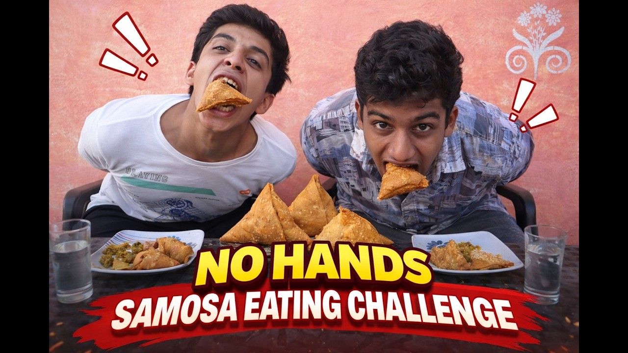 no hands samosa eating challenge #yummy  #vlog #food #challenge #foodchallenge #foodie #samosa