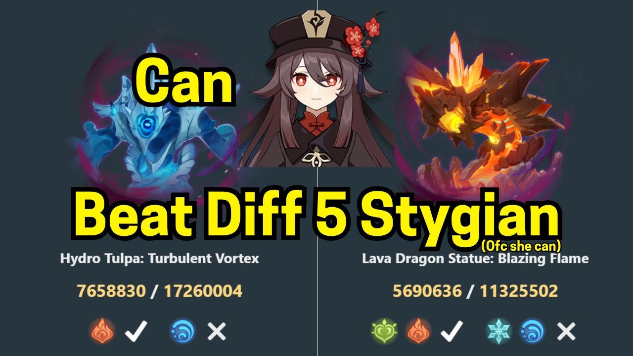 C1 Hu Tao vs 5.7 Stygian Onslaught Diff V (Bookless) | Genshin Impact
