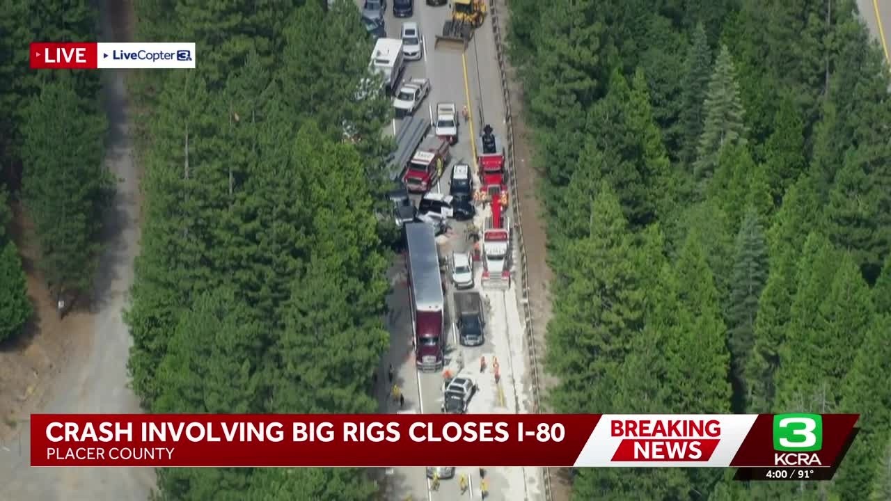 Massive traffic backup after I-80 crash in Placer County