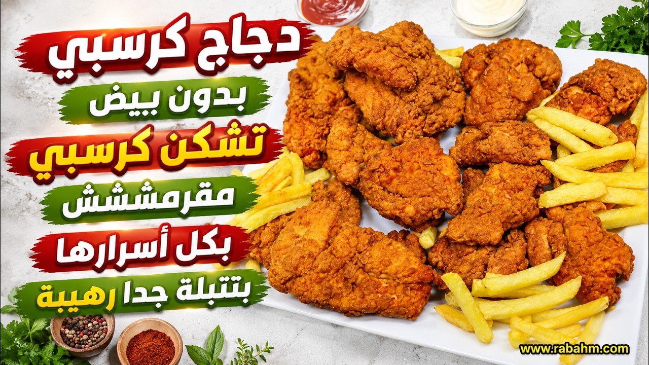 اسرع واطيب خلطة دجاج كرسبي بدون بيض - تشكن كرسبي / مقرمششش بكل أسرارها بتتبلة جدا رهيبة مع رباح محمد