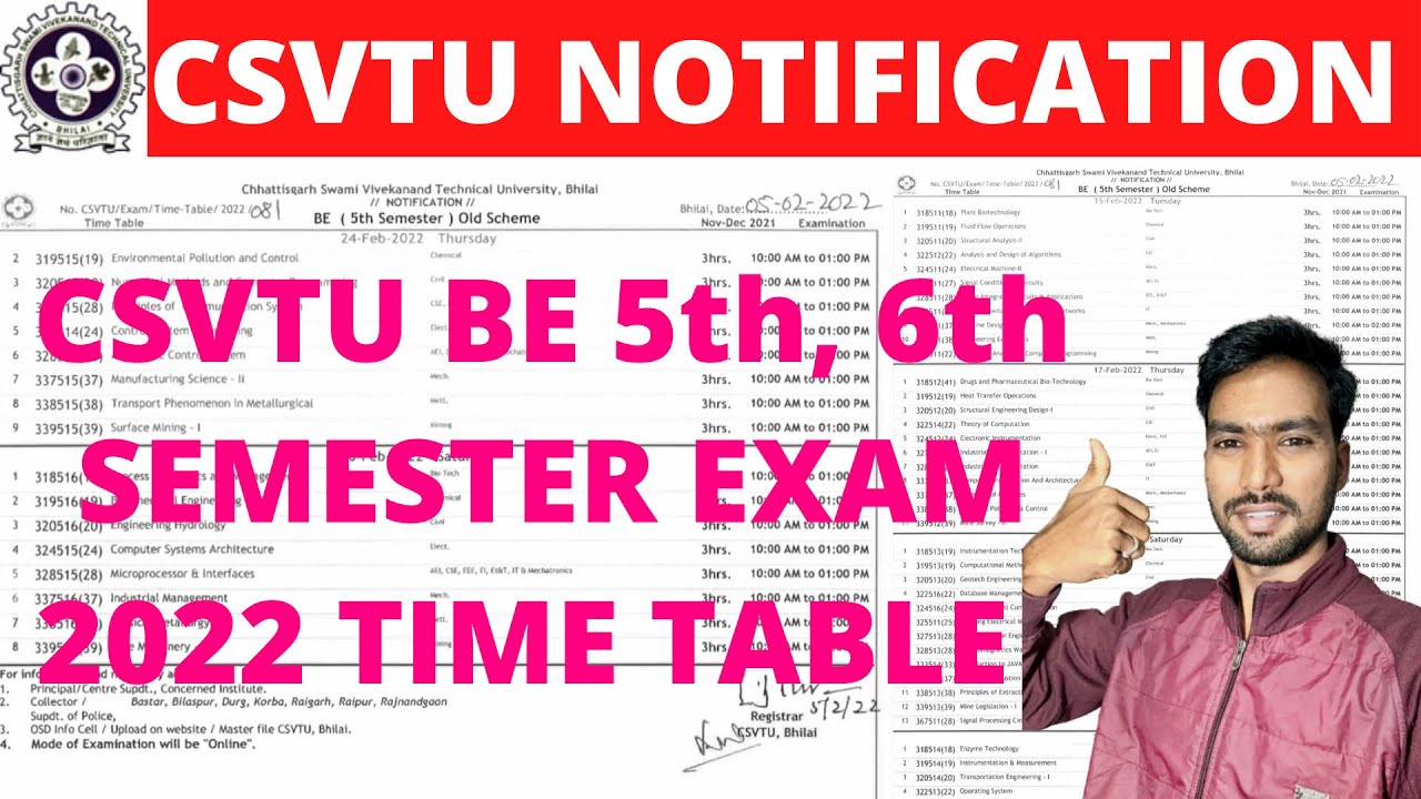 CSVTU TIME TABLE 2022 | CSVTU | CSVTU EXAM NEWS | CSVTU EXAM FORM | CSVTU 5TH SEM EXAM | CSVTU NEWS